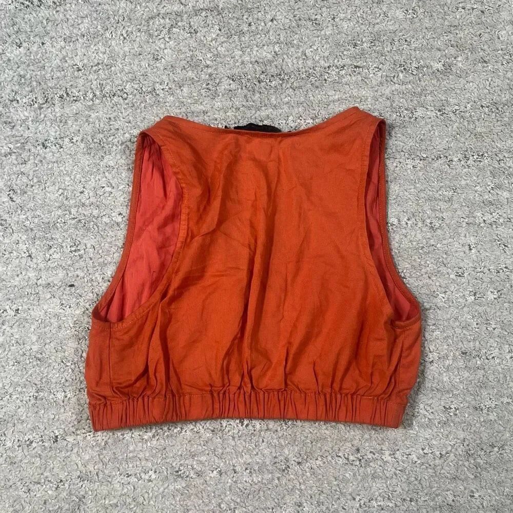 House of Harlow Orange Rust Corfu Cropped Tank Top Shirt - Picture 3 of 5